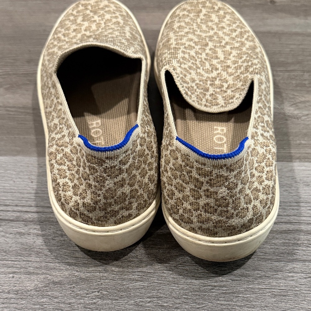Rothy's Beige Leopard-Print Slip-On Sneakers with Blue Trim - Picture 3 of 3